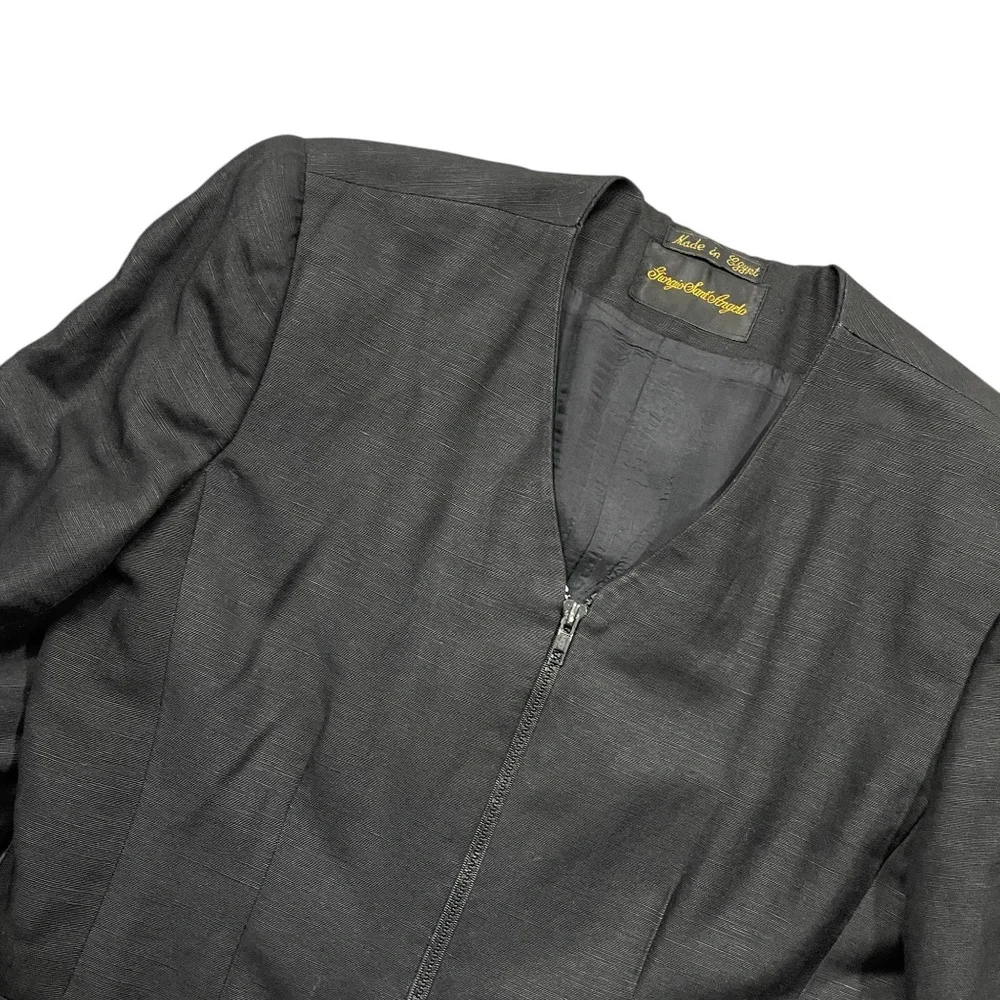 Giorgio Sant Angelo 10 Black Full Zip Jacket Lined Linen Rayon‎
